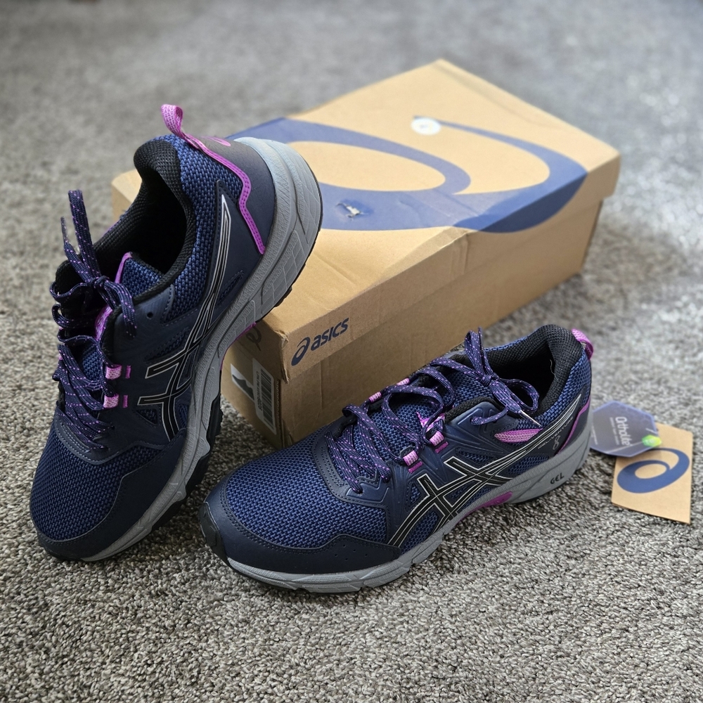 Asics Pink and Blue Athletic Shoes with Breathable Mesh